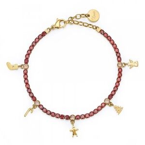 Brosway Italia Gold-Tone Red Crystal Holiday Charm Bracelet NWT